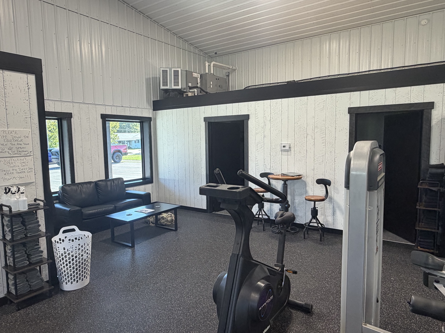Fitness equipment and seating area